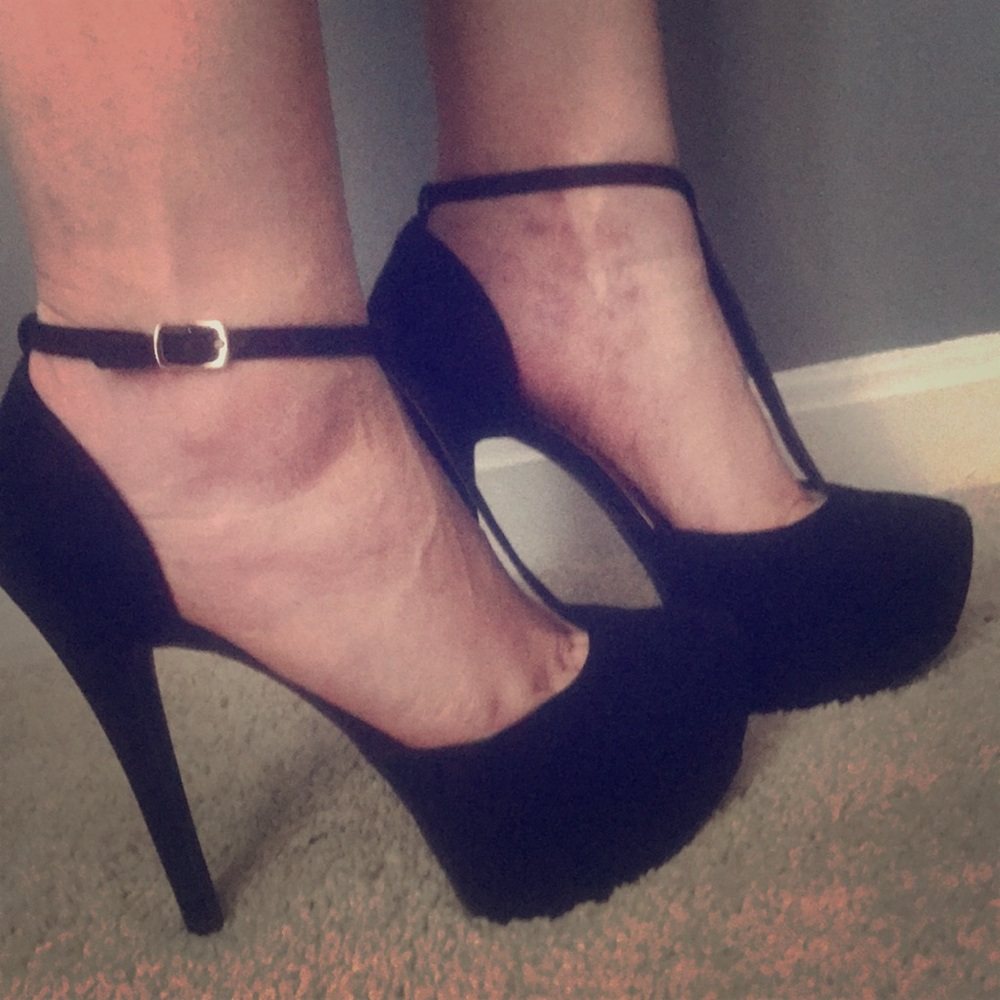 Black suede High Heels